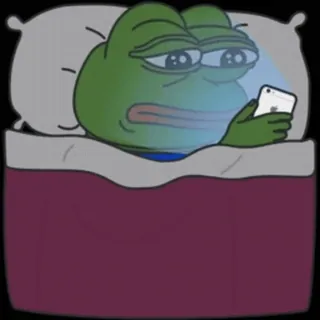 📱 Pepe the Frog pepe the frog, meme, sad, bed, phone, internet telegram sticker