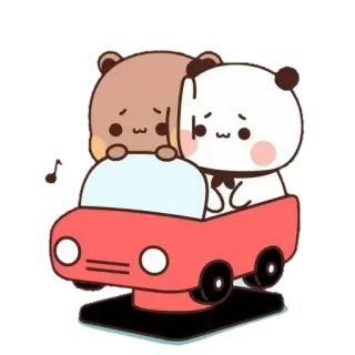 🧸 漫画, 可愛い, クマ, パンダ, 車, カワイイ telegram sticker