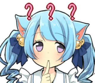 ❓ Anime, Catgirl, Câu hỏi, Bối rối, Dễ thương, Kawaii telegram sticker