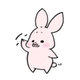 👋 свинья, кролик, гибрид, милый, мультфильм, животное, иллюстрация telegram sticker