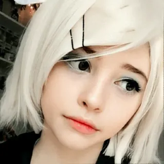 🍃 Cosplay, Porträt, Frau, Perücke, Anime Stil, Süß, Make-up telegram sticker