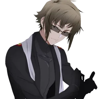 😏 anime, character, glasses, smirking, hand gesture telegram sticker