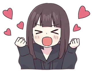 😍 anime girl, hearts, cute, excited, cartoon, emotion, kawaii telegram sticker