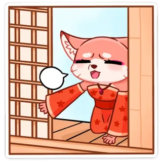 😔 лиса, аниме, мультфильм, милый, манга, окно, каваии telegram sticker
