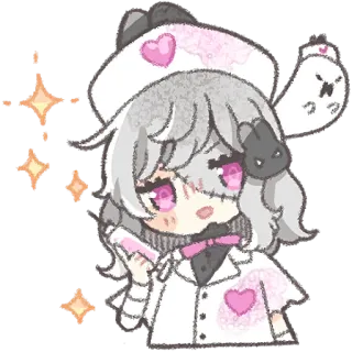 💉 Anime, Enfermera, Rosa, Lindo, Brillo, Muñeca telegram sticker