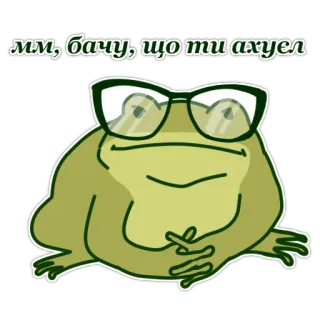 🤬 Ми, бачу, що ти ахуел frog, glasses, meme, funny, ukrainian telegram sticker