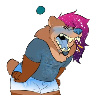 😖 Furry, Desenho animado, Animal, Urso, Gritando, Chocado telegram sticker