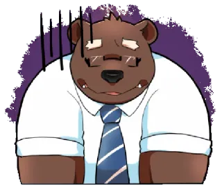 😰 bear, anthropomorphic, glasses, tie, cartoon, office worker whatsapp sticker