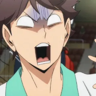 🦉 Tooru Oikawa Haikyuu!! Аниме, Haikyuu, Тоору Ойкава, В шоке, Испуганный, Мультфильм telegram sticker