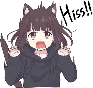 😡 Hiss!! Anime, Catgirl, Enojado, Siseo, Lindo, Manga telegram sticker