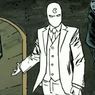 🌙 Moon Knight การ์ตูน, ซูเปอร์ฮีโร่, มูนไนท์, มาร์เวล, ชุดสีขาว whatsapp sticker