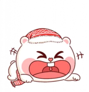 😭 süß, Cartoon, Tier, Winter, Schal, Mütze, weinend, traurig telegram sticker
