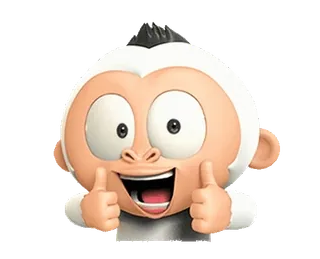 👍 monkey, thumbs up, cartoon, animal, happy, cute, illustration whatsapp sticker
