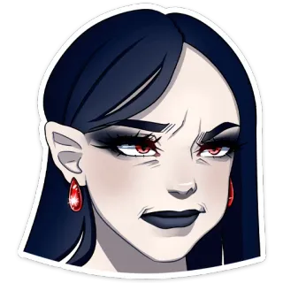 👀 женщина, лицо, выражение, красные глаза, злая, стикер whatsapp sticker