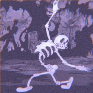 🦴 骸骨, 漫画, ハロウィン, 不気味, ダンス, レトロ, 怖い telegram sticker
