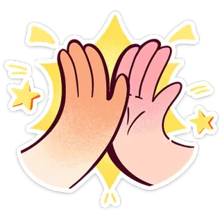 🍓 Toca aqui, Celebração, Sucesso, Acordo, Amizade, Mãos, Estrelas, Ilustração telegram sticker