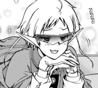 😎 FUFUFU Anime, Manga, Elf, Lächeln, Charakter, arrogant telegram sticker