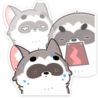 😅 szop, zwierzę, słodki, naklejka, kreskówka, emocjonalny whatsapp sticker