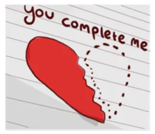 ❤️ you complete me corazón, amor, relación, pieza faltante, completo, amistad, juntos telegram sticker