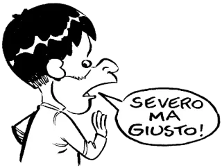 😐 SEVERO MA GIUSTO! Dibujos animados, Italiano, Bocadillo, Duro pero justo, Expresión, Cómic telegram sticker