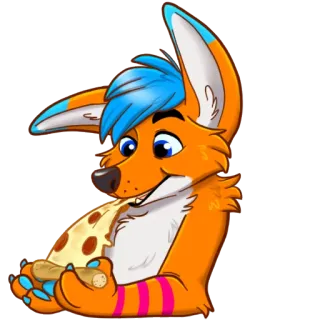 🍕 Furry, Anthro, Renard, Pizza, Dessin animé, Nourriture whatsapp sticker