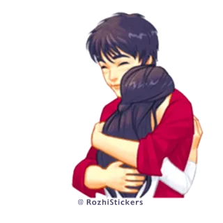 😘 przytulanie, romans, czułość, miłość, kreskówka, para telegram sticker
