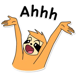 🙆‍♂️ Ahhh ленивец, мультфильм, выражение, в шоке, смешной, животное whatsapp sticker