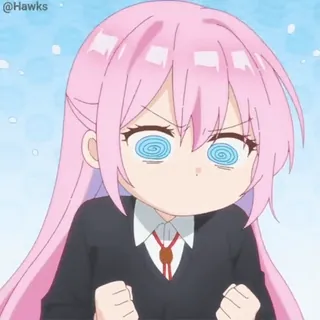 😵💫 Anime, Mädchen, pinke Haare, Cartoon, Chibi, wütend telegram sticker