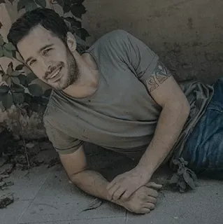 🗞 man, portrait, smiling, casual, lying down telegram sticker