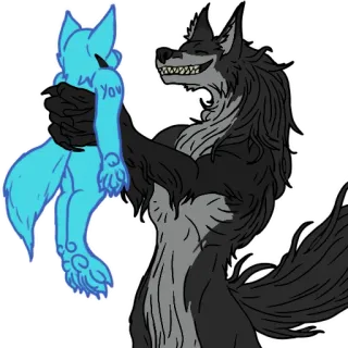😁 You wolf, furry, anthro, hug, love, affection telegram sticker
