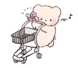 🦴 mignon, ours, oiseau, panier, kawaii, animal, dessin animé whatsapp sticker