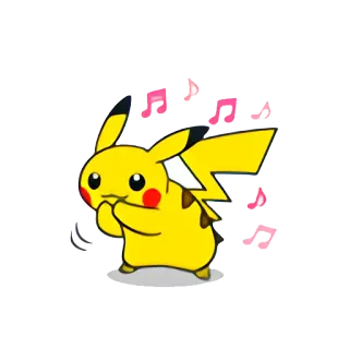 🎶 Pikachu Pikachu, Pokemon, desenho animado, música, notas whatsapp sticker