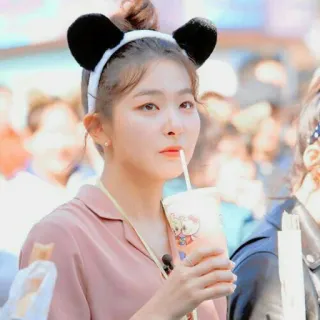 💘 woman, girl, panda, headband, drink, person, portrait, cute telegram sticker