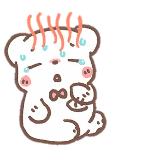 🧺 cute, bear, exhausted, hot, kawaii, sweating whatsapp sticker