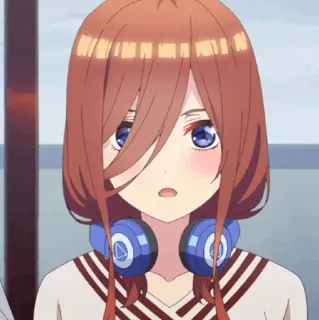 🐾 Miku Nakano The Quintessential Quintuplets Anime, Ragazza, Cuffie, Carina, Manga, The Quintessential Quintuplets, Miku Nakano telegram sticker
