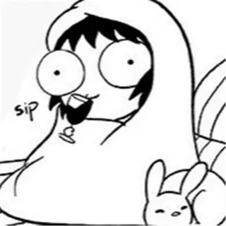 😛 sip Kreskówka, Postać, Anime, Rysunek, Czarno-biały telegram sticker