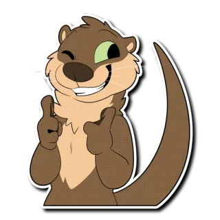 👍 otter, cartoon, animal, mammal, fingers telegram sticker