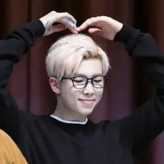 😒 RM K-pop, หัวใจ, แว่นตา, คน, คนดัง, ผู้ชาย, ไอดอล telegram sticker