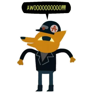 😮 AWOOOOOOOOOOO!!!! мультфильм, животное, лиса, собака, анимированный, стикер telegram sticker