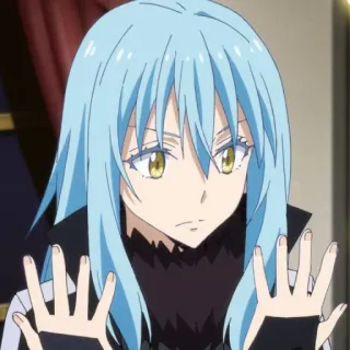 🙁 Rimuru Tempest That Time I Got Reincarnated as a Slime Аниме, Исекай, Слайм, Синие волосы, Манга telegram sticker