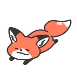 😑 лиса, животное, милый, сонный, оранжевый, мультфильм telegram sticker