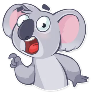 😯 koala, dessin animé, animal, autocollant, mammifère, expression, animé telegram sticker