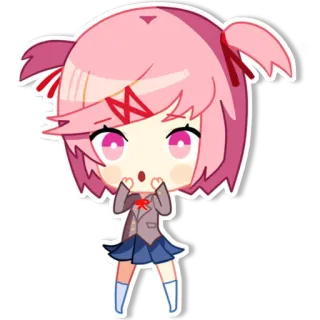 😯 Natsuki Doki Doki Literature Club! Аниме, Манга, Милый, Чиби, Каваий, DDLC whatsapp sticker