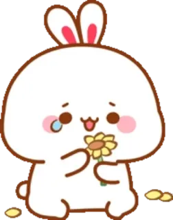 🐰 bunny, rabbit, flower, sunflower, cute, cartoon telegram sticker