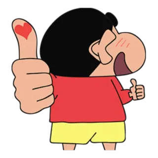 👍 Shin-chan Crayon Shin-chan Shin-chan, Anime, Kartun, Jempol ke atas, Hati, Positif, Persetujuan telegram sticker