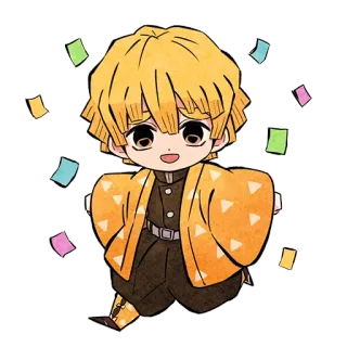 🎊 Zenitsu Agatsuma Demon Slayer Anime, Thanh Gươm Diệt Quỷ, Zenitsu, Chibi, Sticker, Giấy Confetti telegram sticker