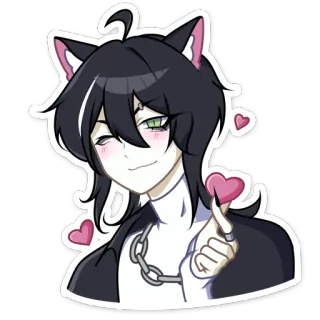 🥰 アニメ, 猫耳, ハート, 可愛い, 漫画, デジタルアート telegram sticker