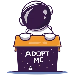 🙃 ADOPT ME астронавт, приютить, питомец, коробка, милый telegram sticker