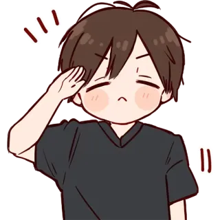 😌 anime, cartoon, cute, salute, boy, chibi telegram sticker