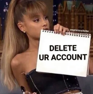 🚫 DELETE UR ACCOUNT Meme, Borrar, Cuenta, Divertido, Humor, Internet whatsapp sticker